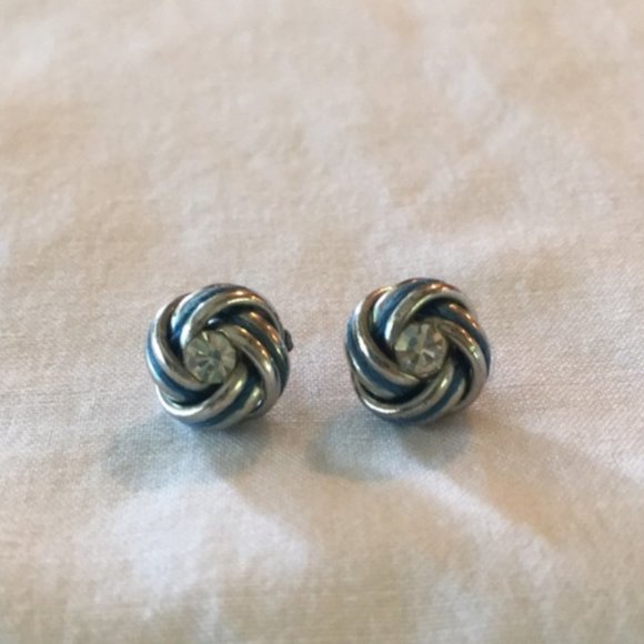 Silver knot with Blue Rhinestone American Eagle Outfitters Earrings NWT - Picture 2 of 5